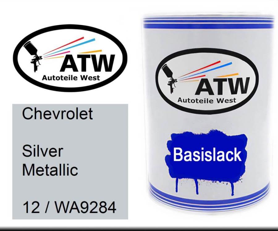 Chevrolet, Silver Metallic, 12 / WA9284: 500ml Lackdose, von ATW Autoteile West.